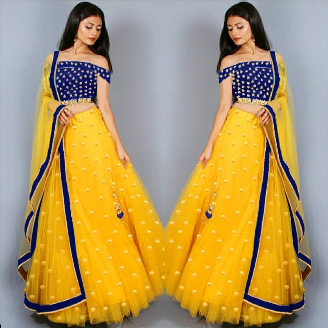 women's new latest design net work lehengha choli for woman